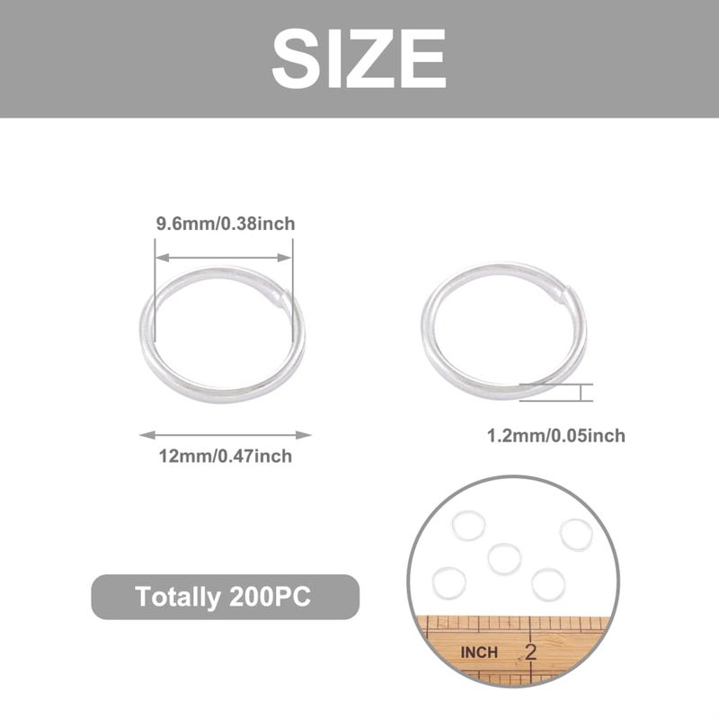 Craftdady 200Pcs 12mm Silver Split Open Jump Rings Metal Round O Rings Connectors for Jewelry Charm Key Chain Making - Image 2